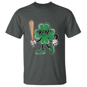 Lucky Baseball Shamrock T Shirt St Patrick's Day T-Ball Sport Lover Gift TS02 Dark Heather Print Your Wear