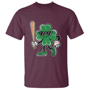 Lucky Baseball Shamrock T Shirt St Patrick's Day T-Ball Sport Lover Gift TS02 Maroon Print Your Wear