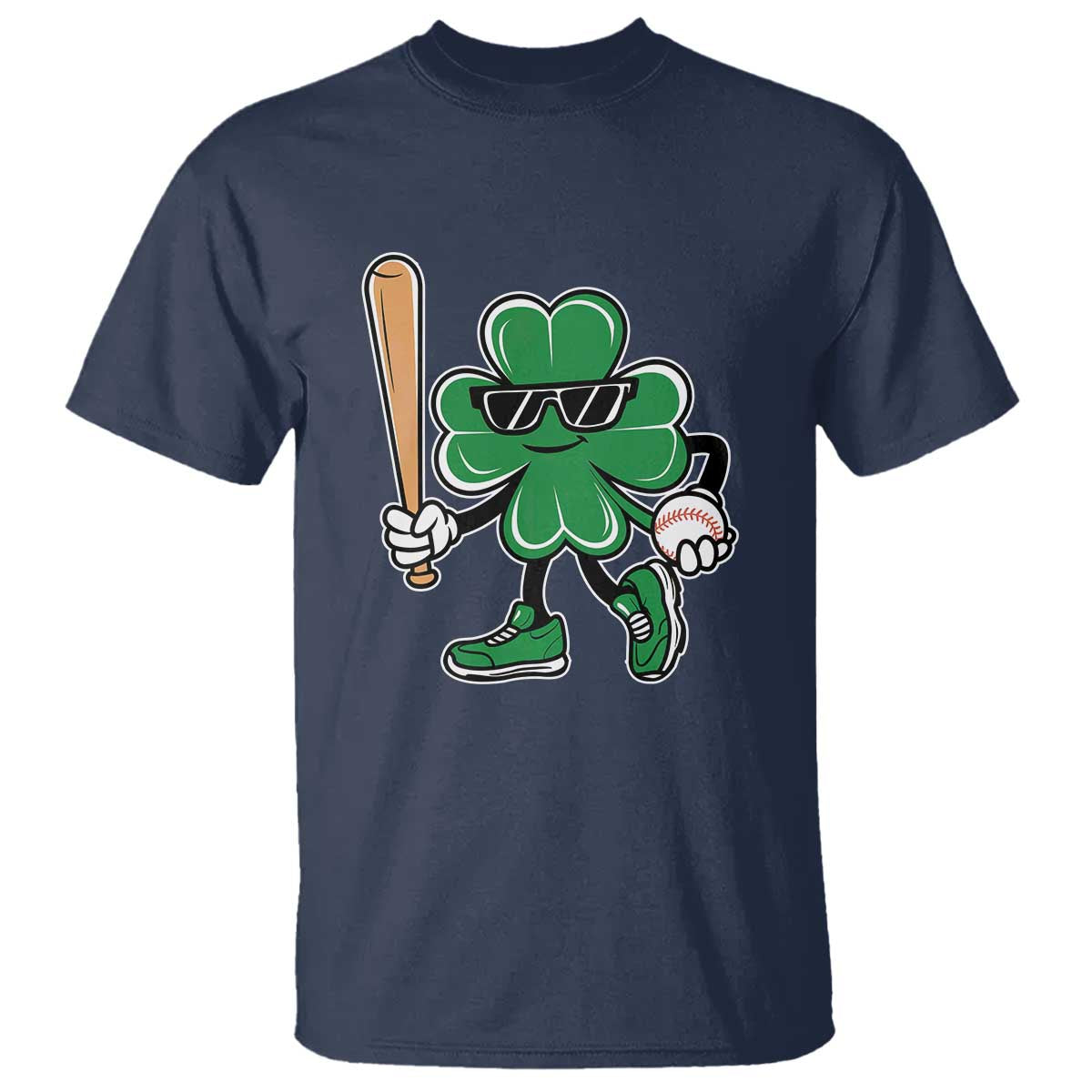 Lucky Baseball Shamrock T Shirt St Patrick's Day T-Ball Sport Lover Gift TS02 Navy Print Your Wear
