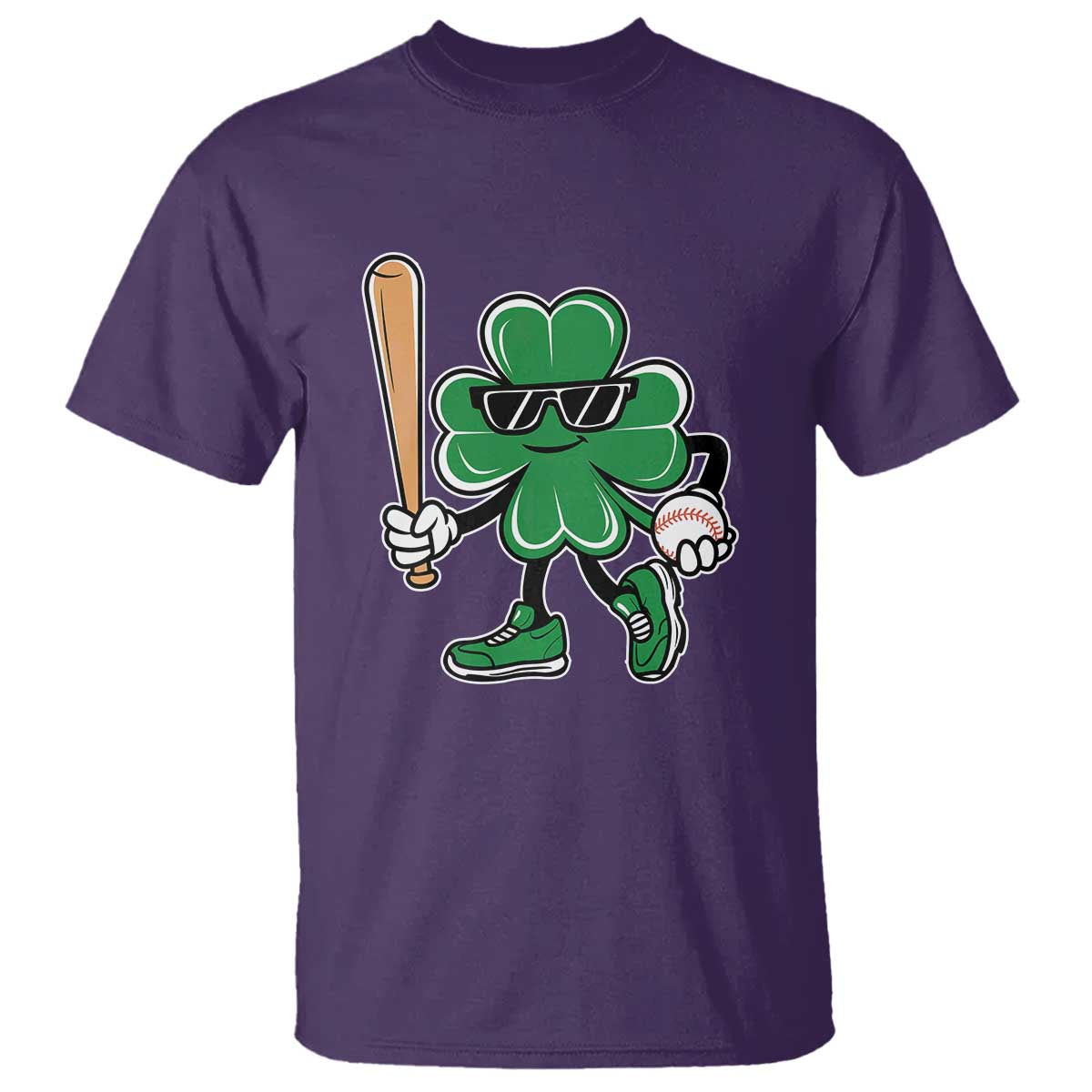 Lucky Baseball Shamrock T Shirt St Patrick's Day T-Ball Sport Lover Gift TS02 Purple Print Your Wear