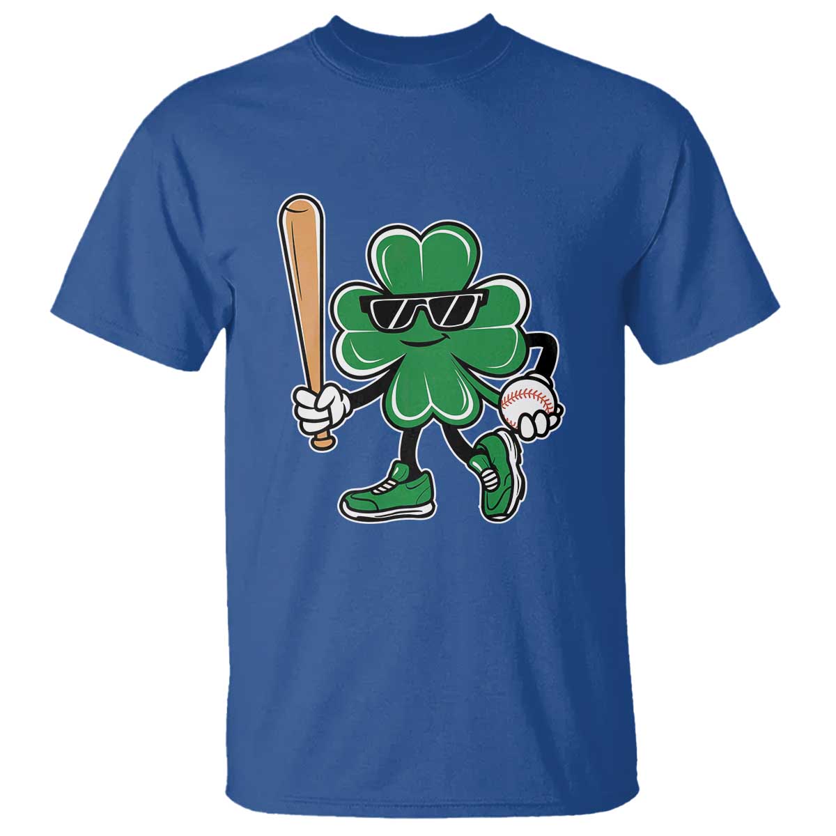 Lucky Baseball Shamrock T Shirt St Patrick's Day T-Ball Sport Lover Gift TS02 Royal Blue Print Your Wear