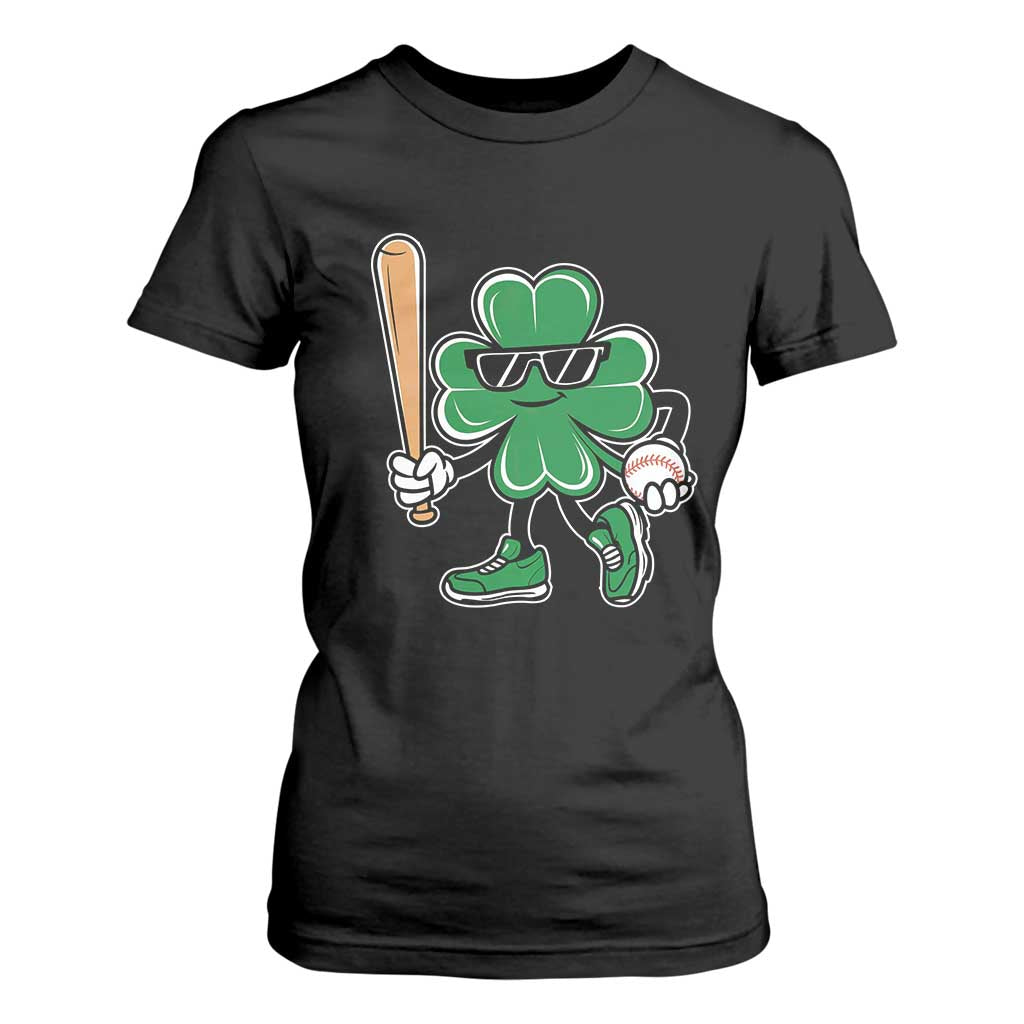 Lucky Baseball Shamrock T Shirt For Women St Patrick's Day T-Ball Sport Lover Gift TS02 Black Print Your Wear