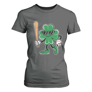 Lucky Baseball Shamrock T Shirt For Women St Patrick's Day T-Ball Sport Lover Gift TS02 Dark Heather Print Your Wear