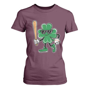 Lucky Baseball Shamrock T Shirt For Women St Patrick's Day T-Ball Sport Lover Gift TS02 Maroon Print Your Wear