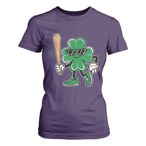 Lucky Baseball Shamrock T Shirt For Women St Patrick's Day T-Ball Sport Lover Gift TS02 Purple Print Your Wear