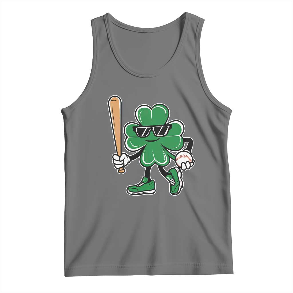Lucky Baseball Shamrock Tank Top St Patrick's Day T-Ball Sport Lover Gift TS02 Black Heather Print Your Wear