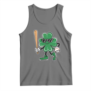 Lucky Baseball Shamrock Tank Top St Patrick's Day T-Ball Sport Lover Gift TS02 Black Heather Print Your Wear