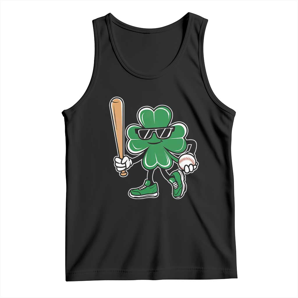 Lucky Baseball Shamrock Tank Top St Patrick's Day T-Ball Sport Lover Gift TS02 Black Print Your Wear
