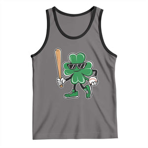 Lucky Baseball Shamrock Tank Top St Patrick's Day T-Ball Sport Lover Gift TS02 Deep Heather Black Print Your Wear