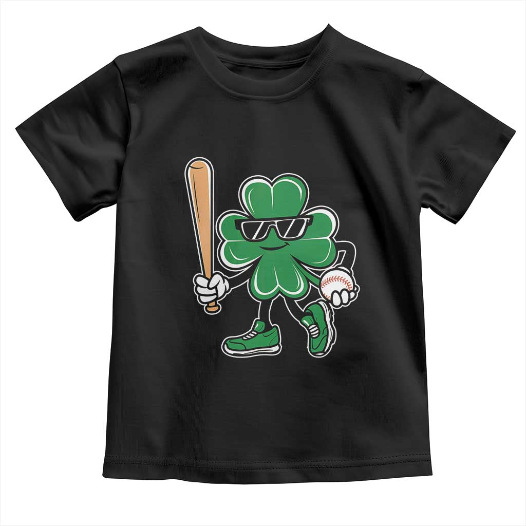 Lucky Baseball Shamrock Toddler T Shirt St Patrick's Day T-Ball Sport Lover Gift TS02 Black Print Your Wear