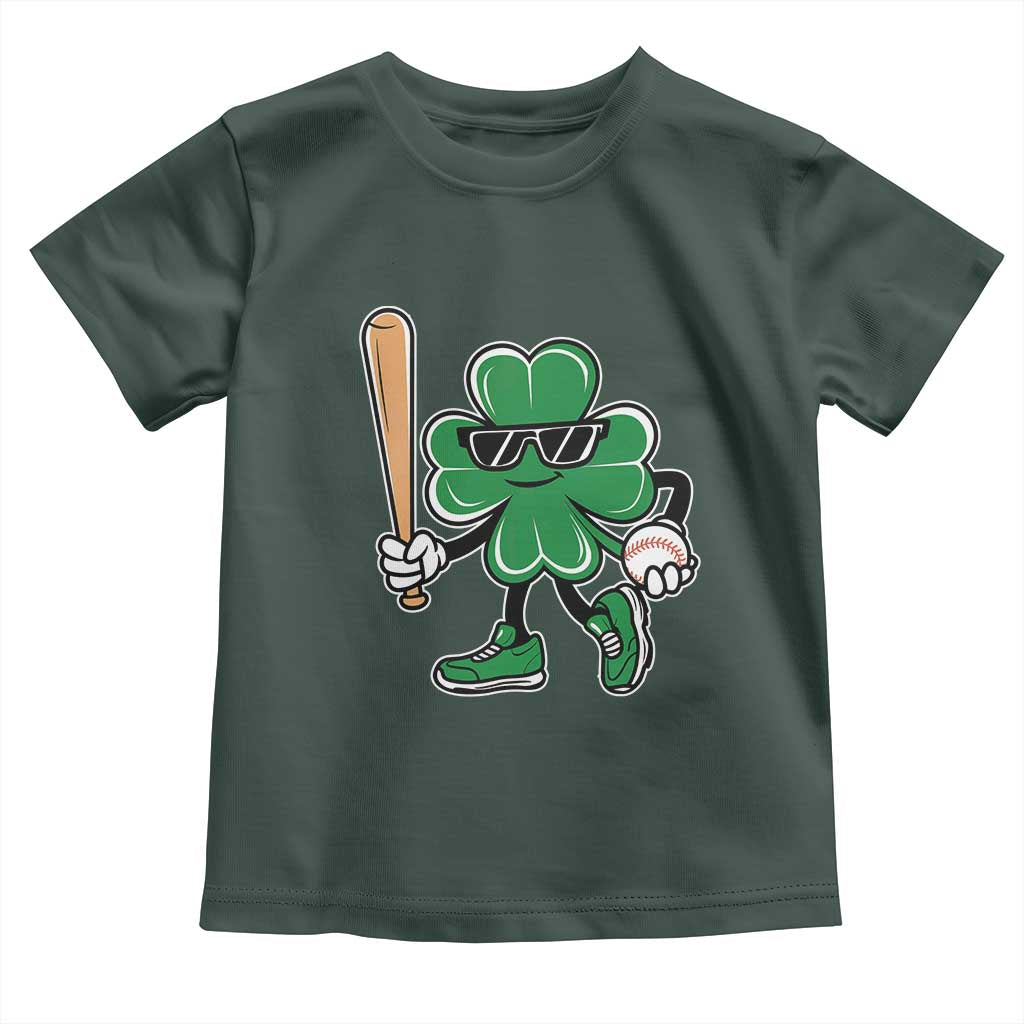 Lucky Baseball Shamrock Toddler T Shirt St Patrick's Day T-Ball Sport Lover Gift TS02 Dark Forest Green Print Your Wear