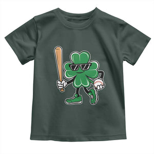 Lucky Baseball Shamrock Toddler T Shirt St Patrick's Day T-Ball Sport Lover Gift TS02 Dark Forest Green Print Your Wear