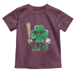 Lucky Baseball Shamrock Toddler T Shirt St Patrick's Day T-Ball Sport Lover Gift TS02 Maroon Print Your Wear