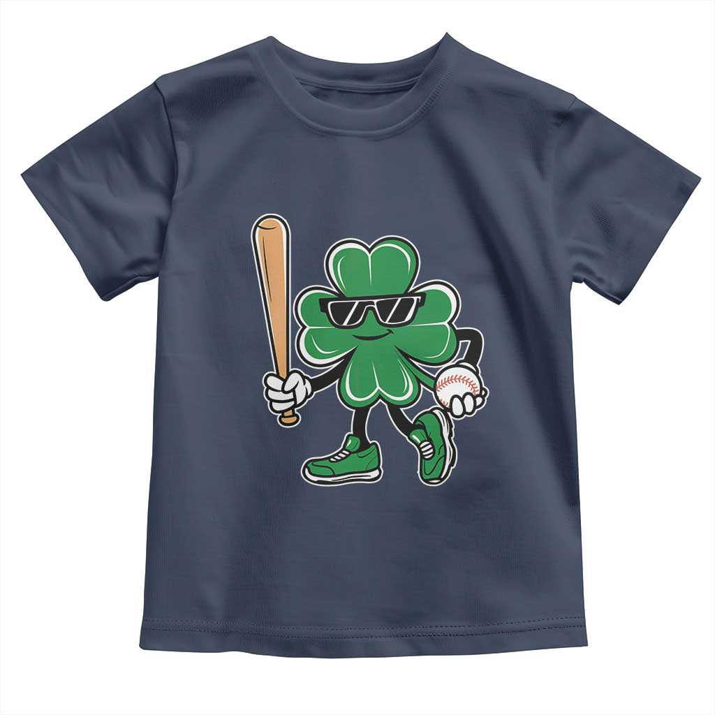 Lucky Baseball Shamrock Toddler T Shirt St Patrick's Day T-Ball Sport Lover Gift TS02 Navy Print Your Wear