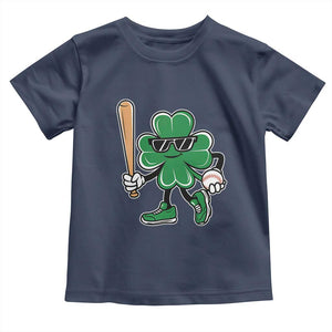 Lucky Baseball Shamrock Toddler T Shirt St Patrick's Day T-Ball Sport Lover Gift TS02 Navy Print Your Wear