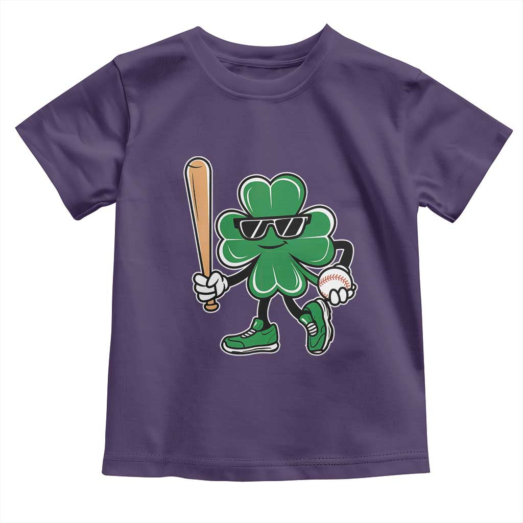 Lucky Baseball Shamrock Toddler T Shirt St Patrick's Day T-Ball Sport Lover Gift TS02 Purple Print Your Wear
