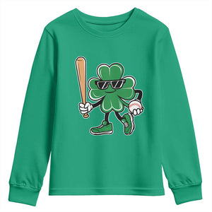 Lucky Baseball Shamrock Youth Sweatshirt St Patrick's Day T-Ball Sport Lover Gift TS02 Irish Green Print Your Wear
