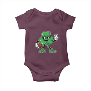 St Patrick's Day Lucky Shamrock Football Baby Onesie Sport Lover Gift TS02 Maroon Print Your Wear