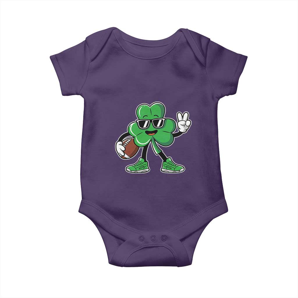St Patrick's Day Lucky Shamrock Football Baby Onesie Sport Lover Gift TS02 Purple Print Your Wear