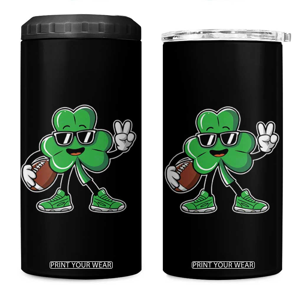 St Patrick's Day Lucky Shamrock Football 4 in 1 Can Cooler Tumbler Sport Lover Gift TS02 One Size: 16 oz Black Print Your Wear