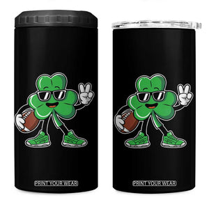 St Patrick's Day Lucky Shamrock Football 4 in 1 Can Cooler Tumbler Sport Lover Gift TS02 One Size: 16 oz Black Print Your Wear