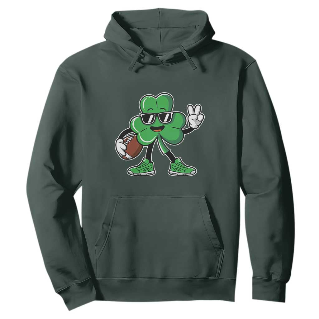 St Patrick's Day Lucky Shamrock Football Hoodie Sport Lover Gift TS02 Dark Forest Green Print Your Wear