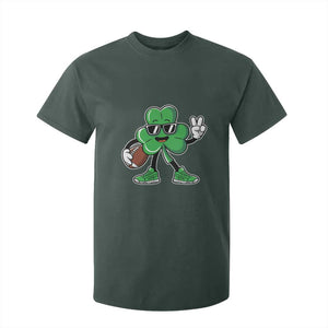 St Patrick's Day Lucky Shamrock Football T Shirt For Kid Sport Lover Gift TS02 Dark Forest Green Print Your Wear