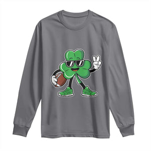St Patrick's Day Lucky Shamrock Football Long Sleeve Shirt Sport Lover Gift TS02 Charcoal Print Your Wear