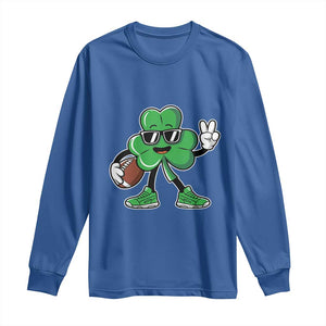 St Patrick's Day Lucky Shamrock Football Long Sleeve Shirt Sport Lover Gift TS02 Royal Blue Print Your Wear