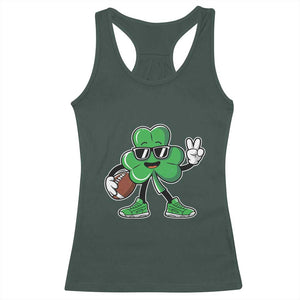 St Patrick's Day Lucky Shamrock Football Racerback Tank Top Sport Lover Gift TS02 Dark Forest Green Print Your Wear