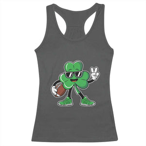 St Patrick's Day Lucky Shamrock Football Racerback Tank Top Sport Lover Gift TS02 Dark Heather Print Your Wear