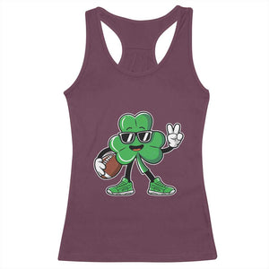 St Patrick's Day Lucky Shamrock Football Racerback Tank Top Sport Lover Gift TS02 Maroon Print Your Wear