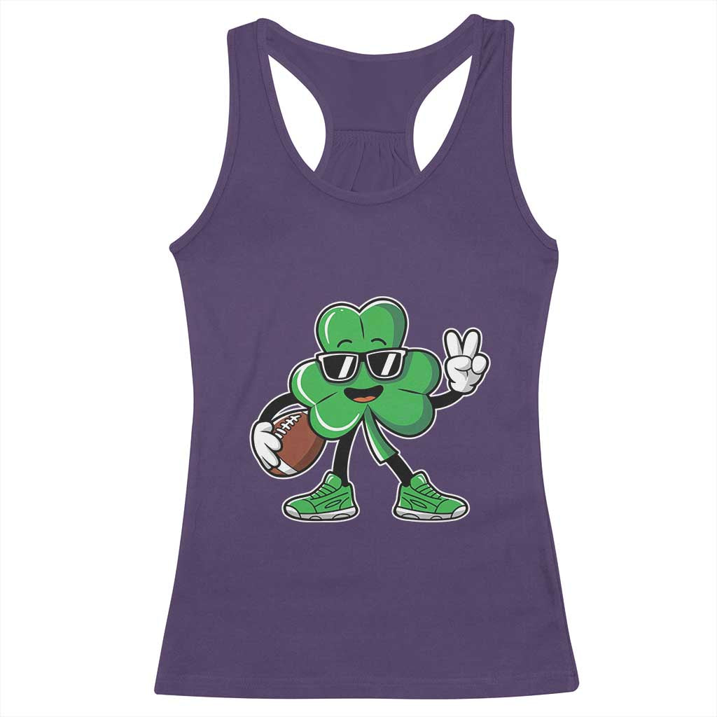 St Patrick's Day Lucky Shamrock Football Racerback Tank Top Sport Lover Gift TS02 Purple Print Your Wear