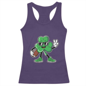 St Patrick's Day Lucky Shamrock Football Racerback Tank Top Sport Lover Gift TS02 Purple Print Your Wear