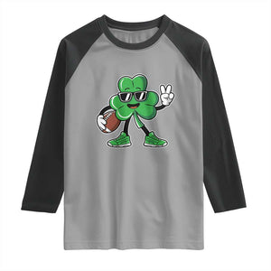 St Patrick's Day Lucky Shamrock Football Raglan Shirt Sport Lover Gift TS02 Sport Gray Black Print Your Wear
