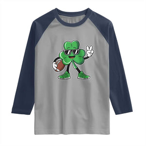 St Patrick's Day Lucky Shamrock Football Raglan Shirt Sport Lover Gift TS02 Sport Gray Navy Print Your Wear