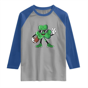 St Patrick's Day Lucky Shamrock Football Raglan Shirt Sport Lover Gift TS02 Sport Gray Royal Print Your Wear