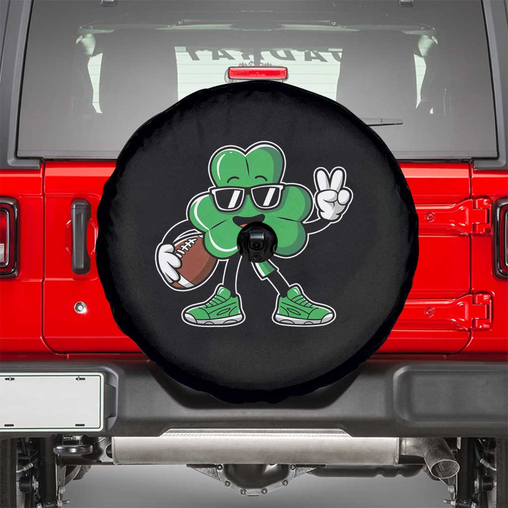St Patrick's Day Lucky Shamrock Football Spare Tire Cover Sport Lover Gift TS02 Black Print Your Wear