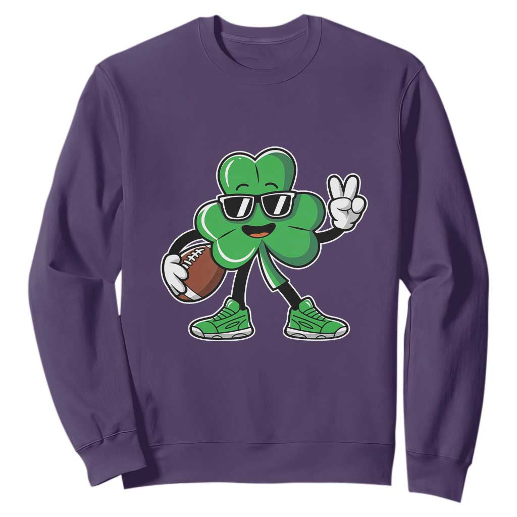 St Patrick's Day Lucky Shamrock Football Sweatshirt Sport Lover Gift TS02 Purple Print Your Wear
