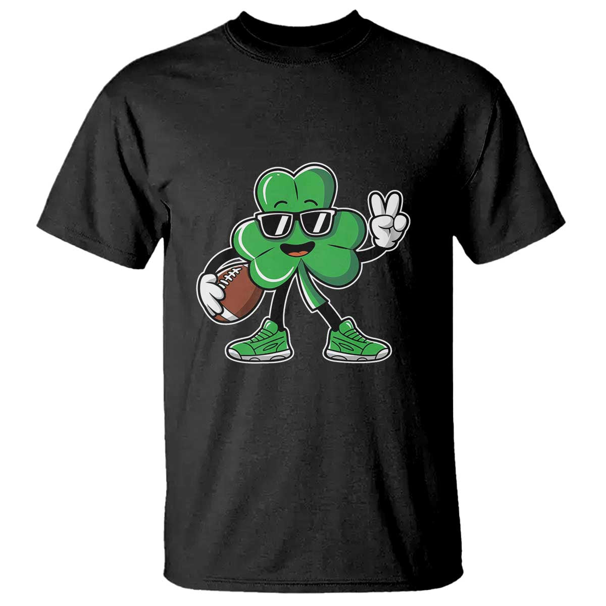 St Patrick's Day Lucky Shamrock Football T Shirt Sport Lover Gift TS02 Black Print Your Wear