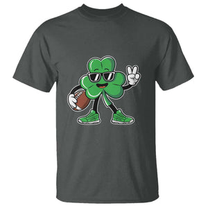 St Patrick's Day Lucky Shamrock Football T Shirt Sport Lover Gift TS02 Dark Heather Print Your Wear