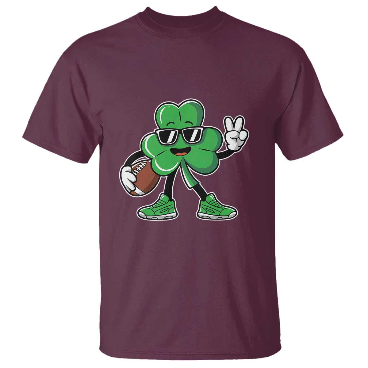 St Patrick's Day Lucky Shamrock Football T Shirt Sport Lover Gift TS02 Maroon Print Your Wear