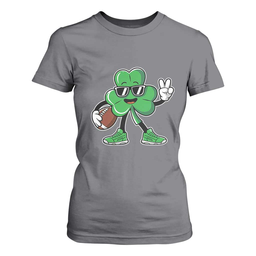 St Patrick's Day Lucky Shamrock Football T Shirt For Women Sport Lover Gift TS02 Charcoal Print Your Wear
