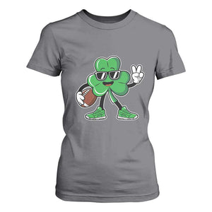 St Patrick's Day Lucky Shamrock Football T Shirt For Women Sport Lover Gift TS02 Charcoal Print Your Wear