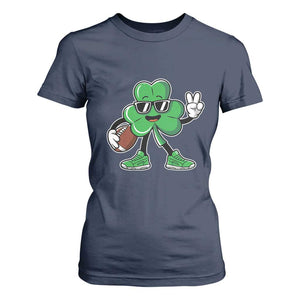 St Patrick's Day Lucky Shamrock Football T Shirt For Women Sport Lover Gift TS02 Navy Print Your Wear