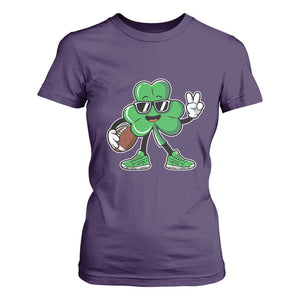 St Patrick's Day Lucky Shamrock Football T Shirt For Women Sport Lover Gift TS02 Purple Print Your Wear