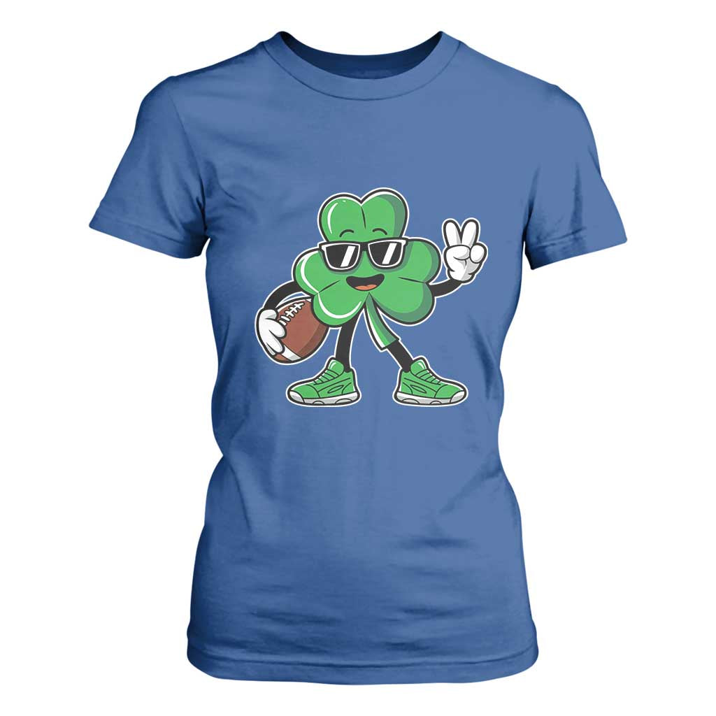 St Patrick's Day Lucky Shamrock Football T Shirt For Women Sport Lover Gift TS02 Royal Blue Print Your Wear