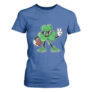 St Patrick's Day Lucky Shamrock Football T Shirt For Women Sport Lover Gift TS02 Royal Blue Print Your Wear