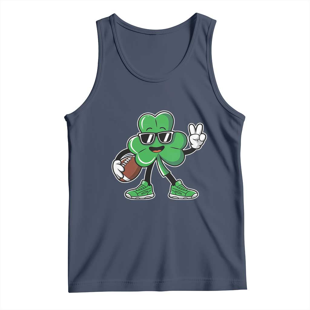 St Patrick's Day Lucky Shamrock Football Tank Top Sport Lover Gift TS02 Navy Print Your Wear