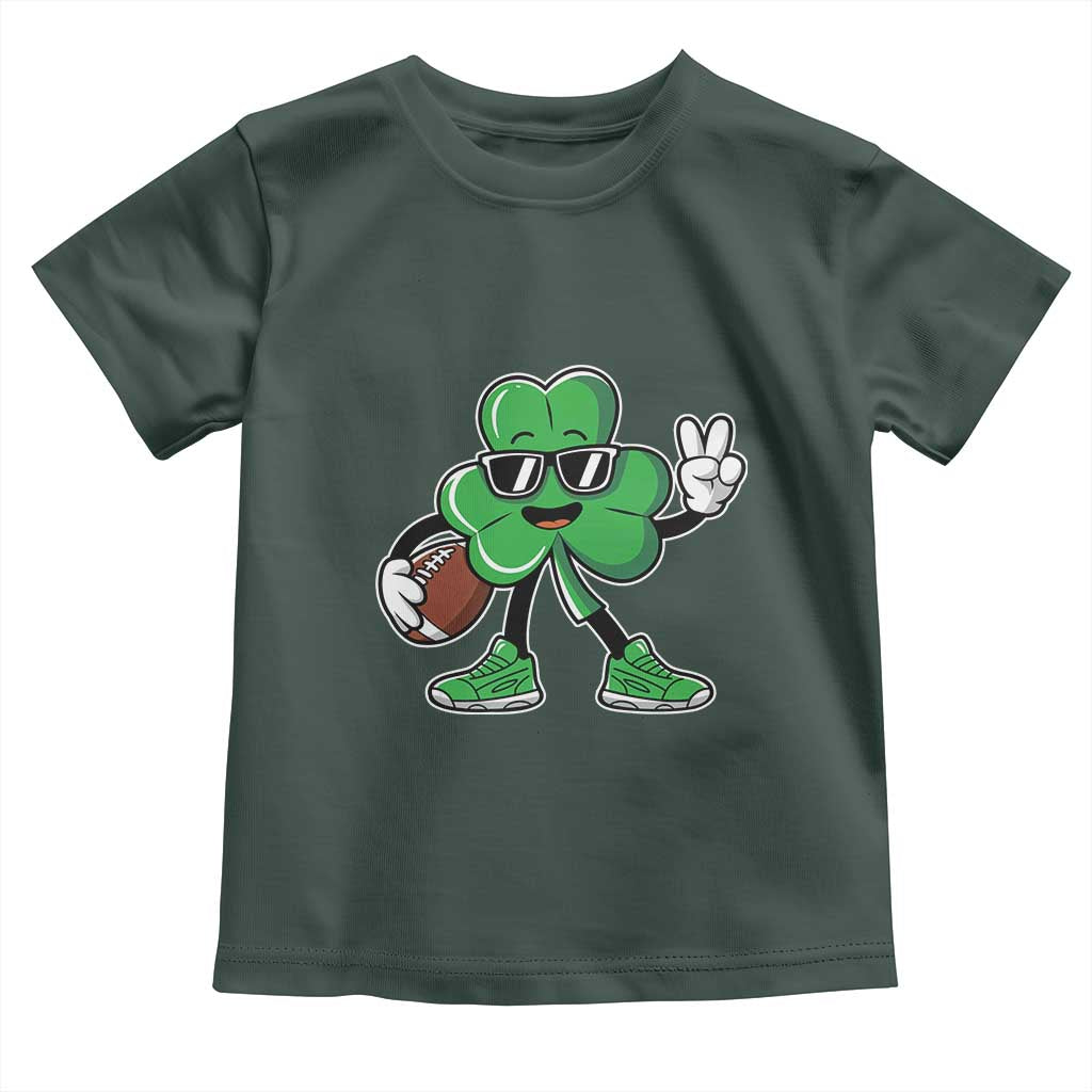 St Patrick's Day Lucky Shamrock Football Toddler T Shirt Sport Lover Gift TS02 Dark Forest Green Print Your Wear